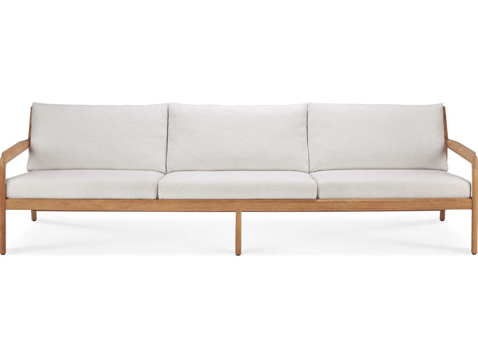 Jack Teak 3-Seat Sofa with Off White Cushions