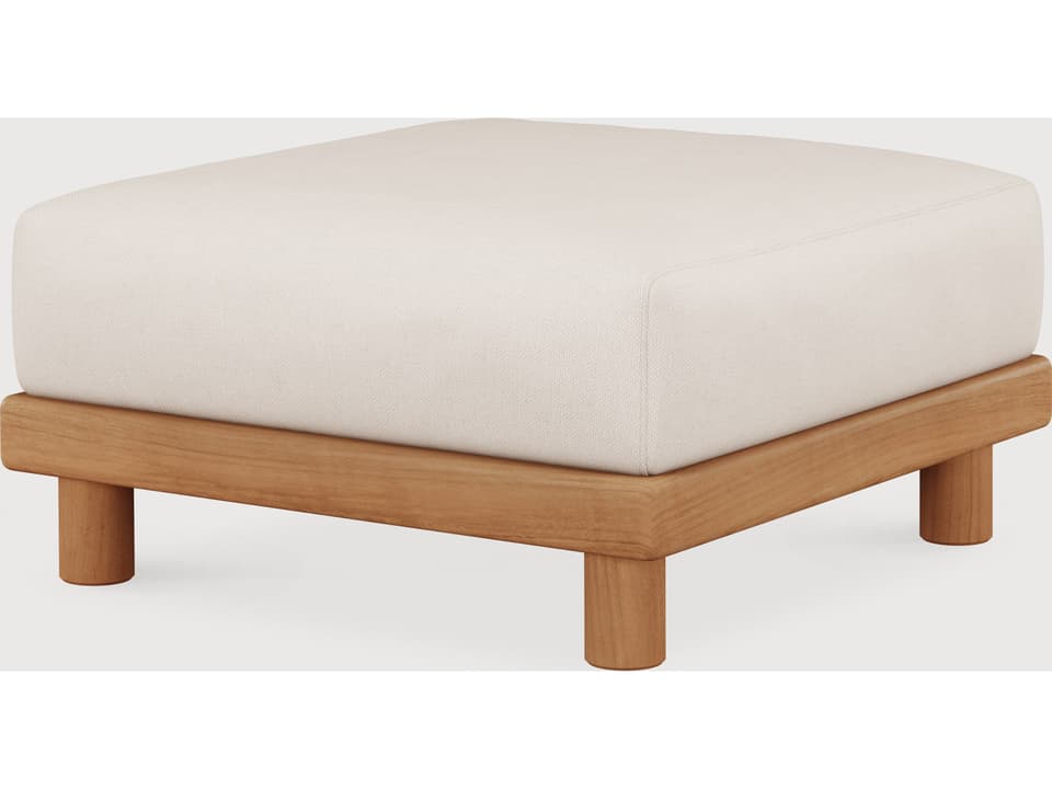Ethnicraft Monocle Outdoor Footstool with White Cushion