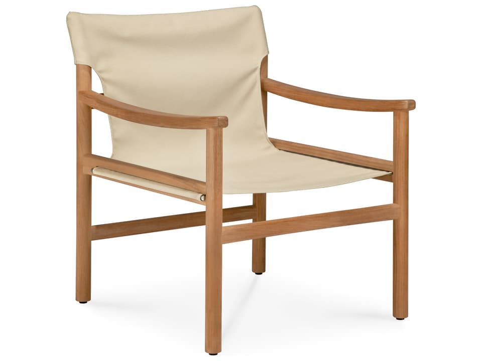 Safari Teak Outdoor Lounge Chair with Performance Fabric