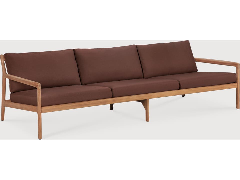 Jack 3-Seat Solid Teak Outdoor Sofa with Polypropylene Fabric