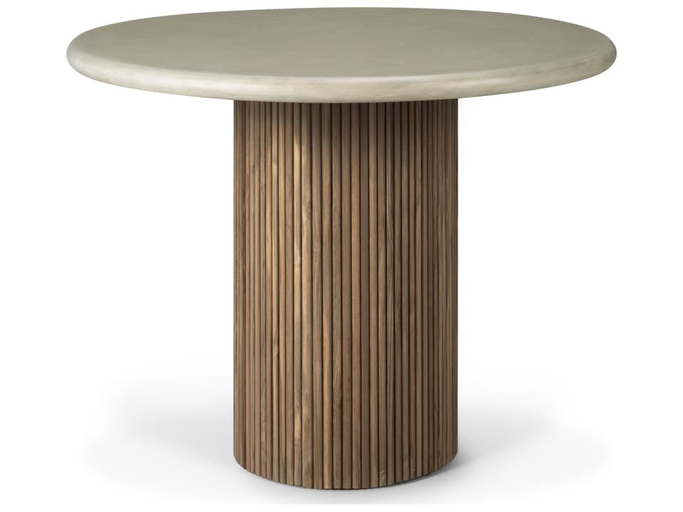 Roller Max 36-Inch Round Concrete Top Dining Table with Reclaimed Teak Base