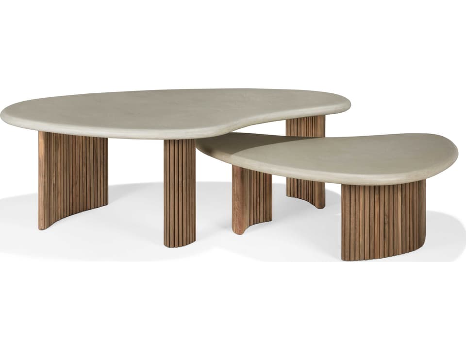 Boomerang Concrete Reclaimed Teak Coffee Table