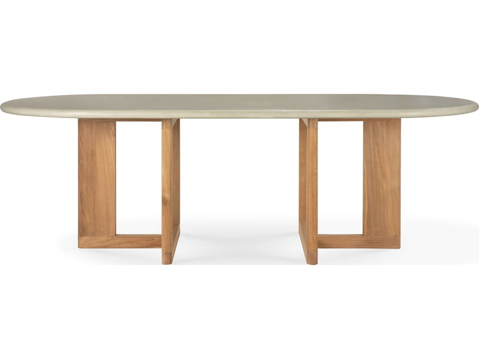 Trestle 94 Inch Oblong Concrete and Reclaimed Teak Dining Table