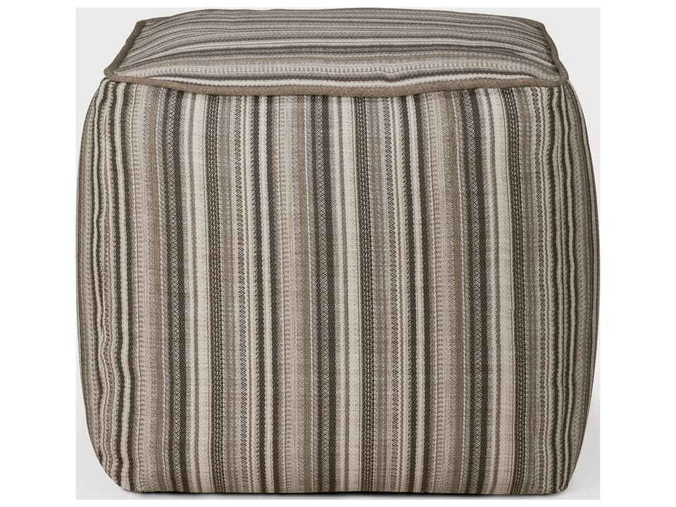 Zahara Polypropylene Fabric Pouf in Grey Stripe