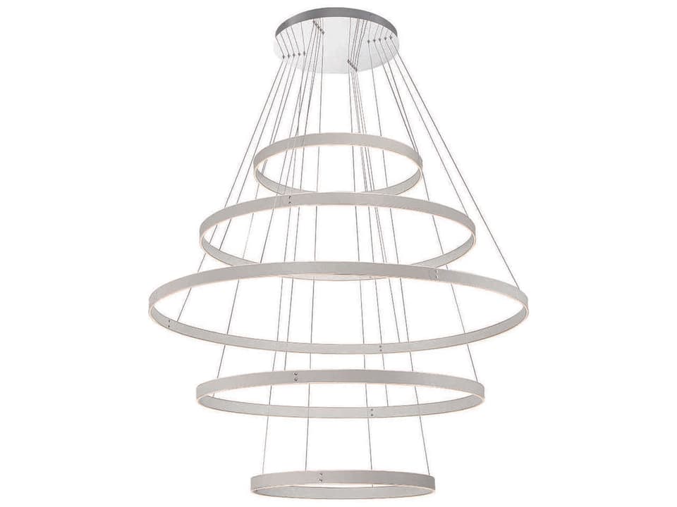 Verdura 5-Tier LED Ring Chandelier in Grey and White