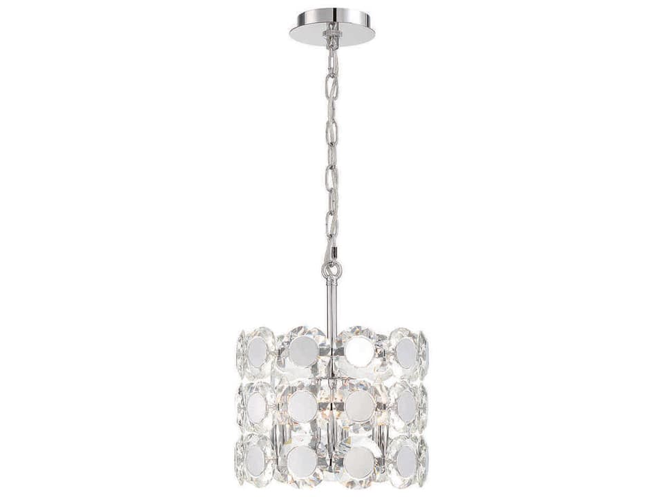 Perrene 3-Light Crystal Chandelier in Mirrored Chrome