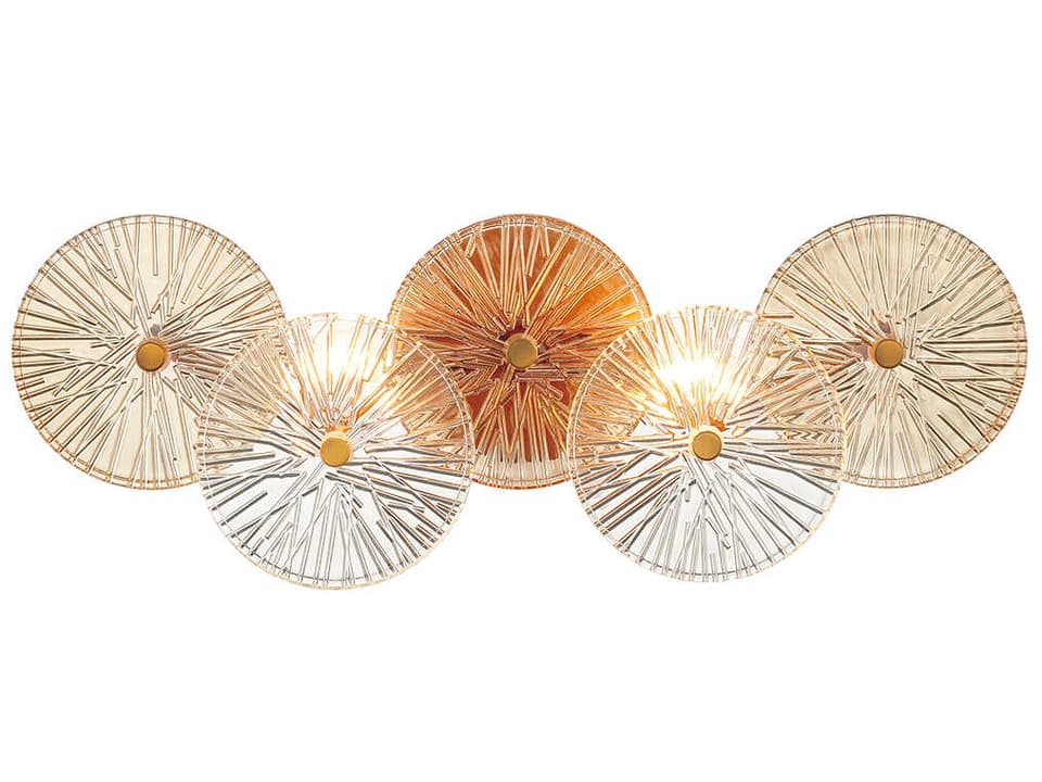 Sue-Anne 2-Light Vanity Wall Light in Gold with Clear Amber Glass