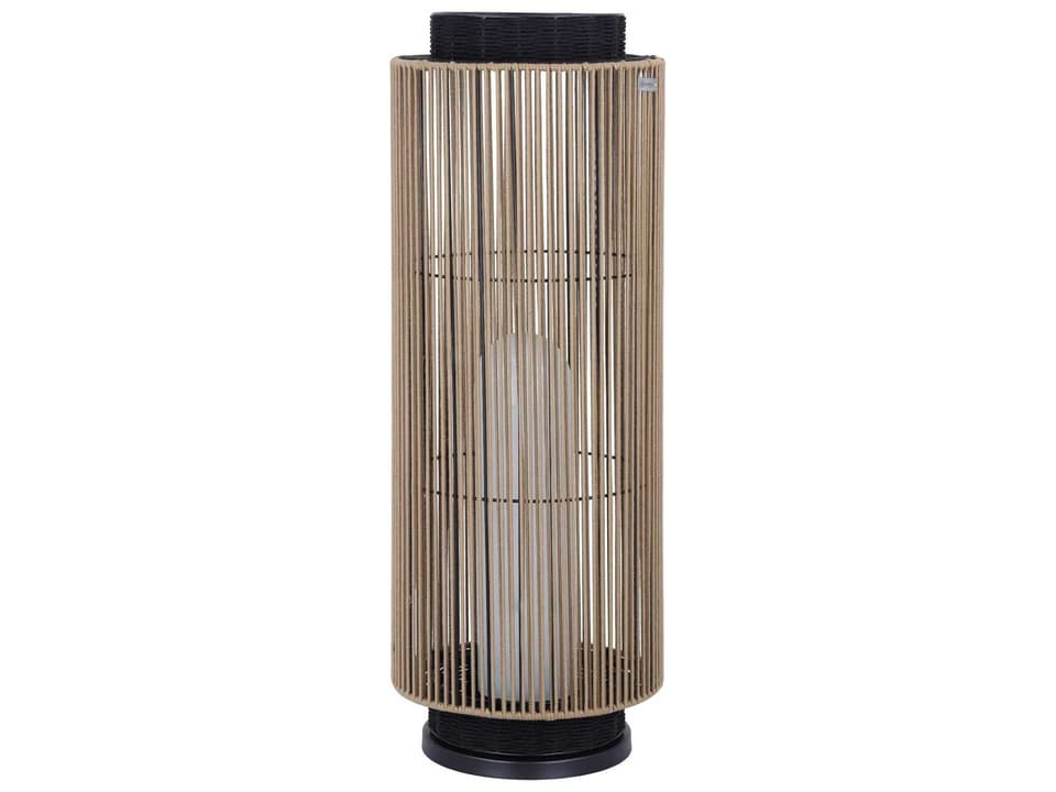 Aden 1-Light Outdoor Portable Lamp with Khaki Polyester Cord Shade in Black