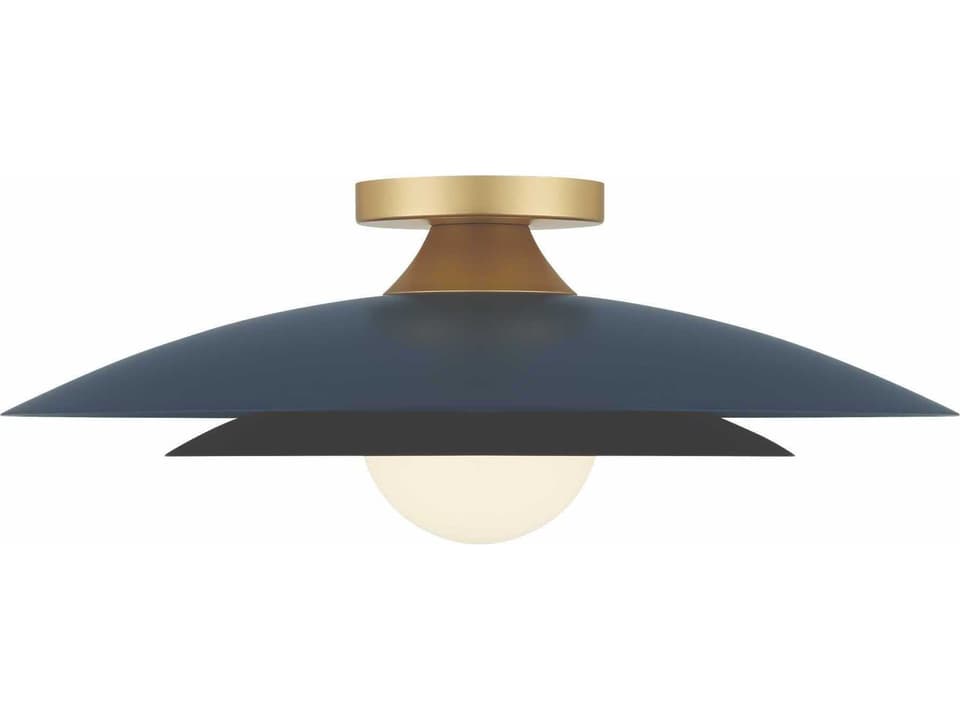 Welsh 1-Light Integrated LED Flush Mount in Blue with Opal Glass