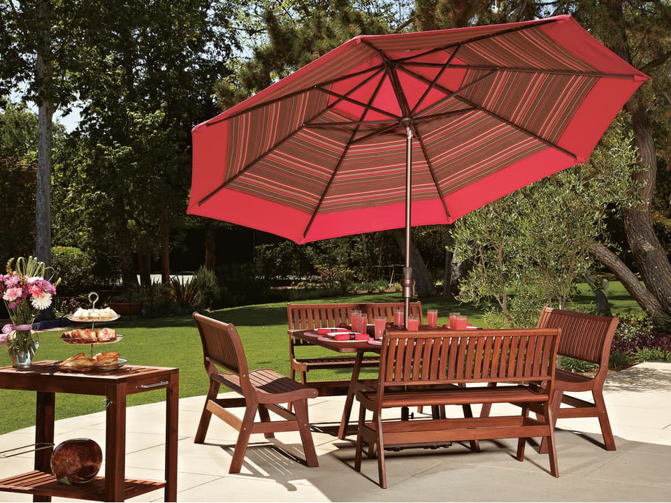 Market 11 Foot Octagon Aluminum Collar Tilt Crank Lift Outdoor Umbrella