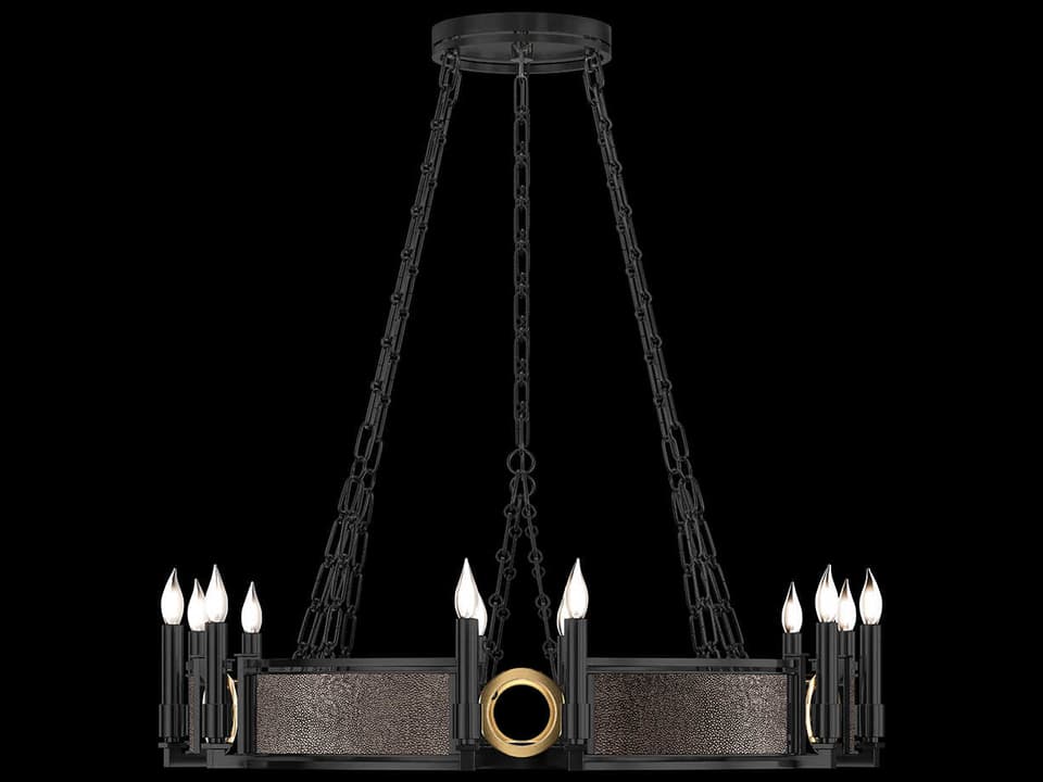 Mirage 12-Light Black Iron Traditional Round Chandelier