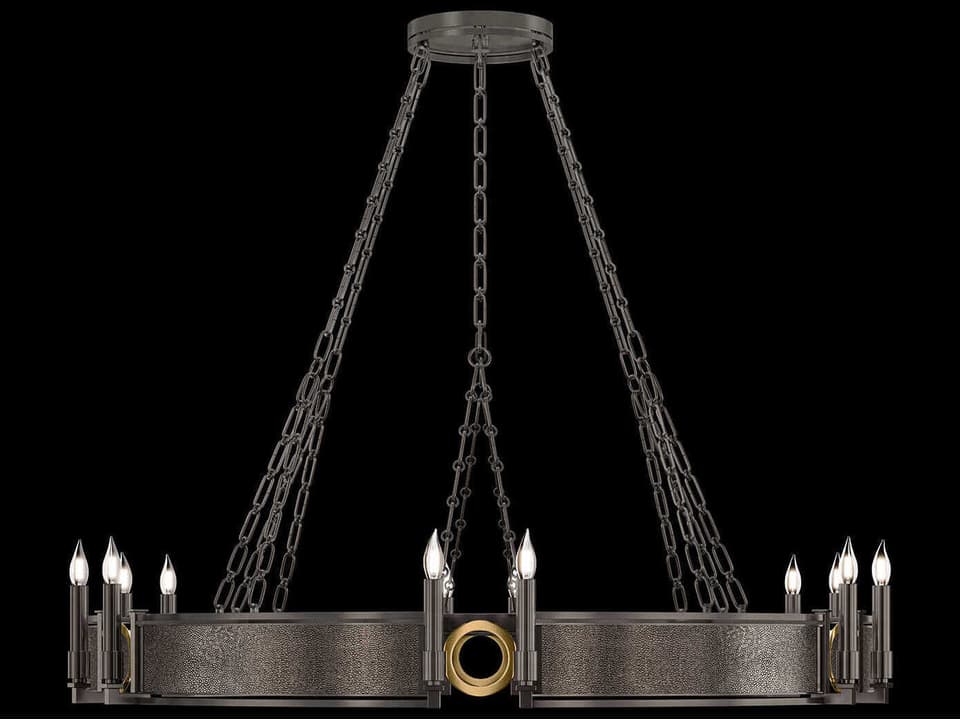 Mirage 12-Light Midnight Steel Traditional Candelabra Round Chandelier