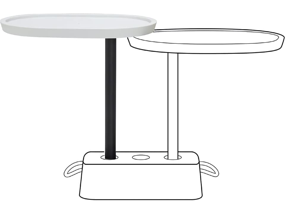 Brick Buddy Oval End Table in Light Grey
