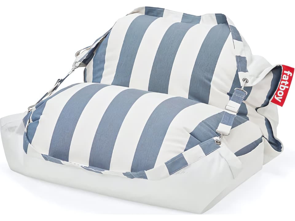 Original Floatzac Floating Bean Bag Lounge Chair in Stripe Ocean Blue