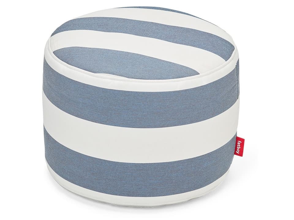 Fatboy Point Outdoor Pouf Ottoman in Stripe Ocean Blue