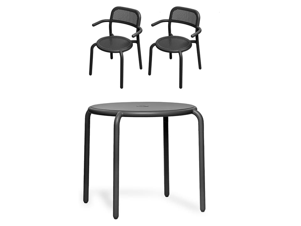 Toni 3-Piece Aluminum Bistro Set with Armchairs in Anthracite