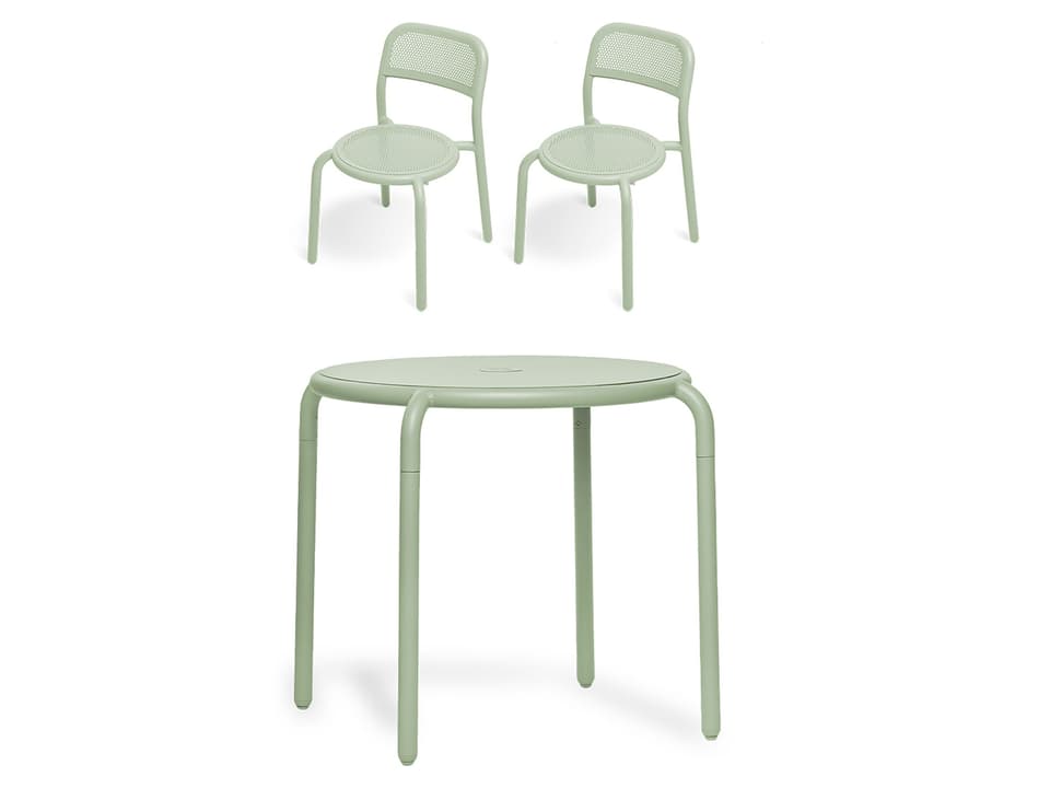 Fatboy Toni Bistro Set with Armchairs in Mist Green