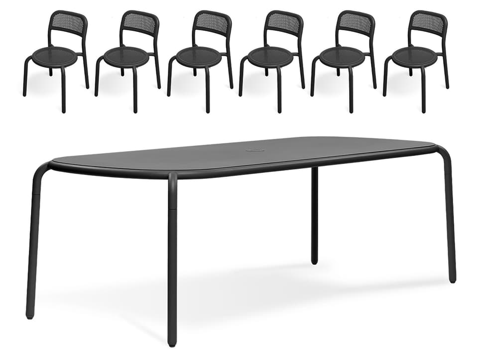 Fatboy Toni Tablo 87-Inch Aluminum 7-Piece Dining Set in Anthracite