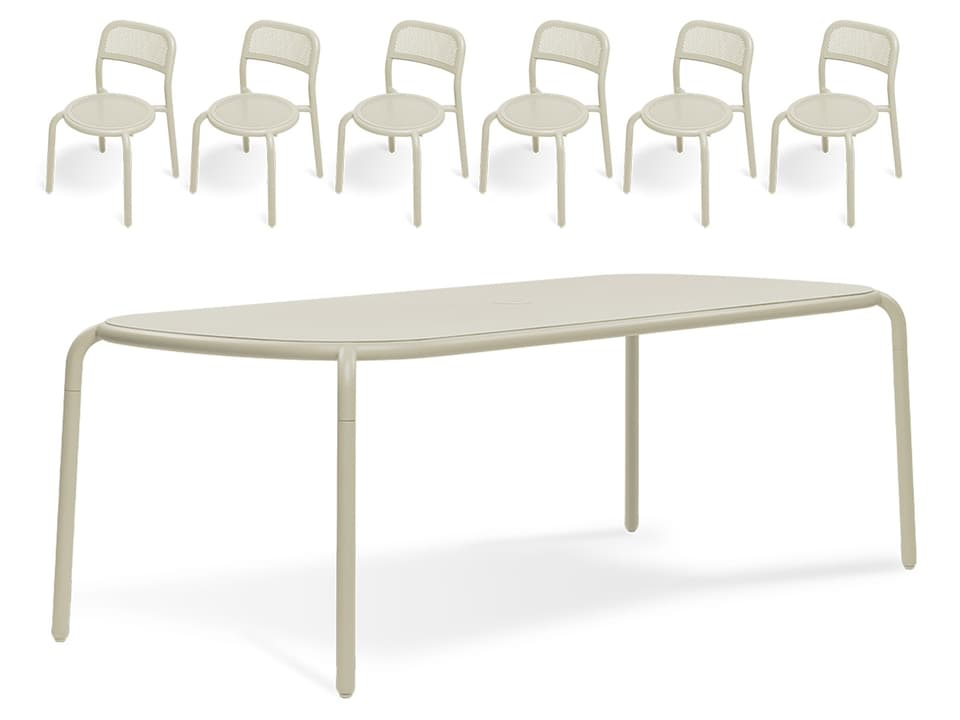 Toni Tablo 7-Piece Aluminum Dining Set with Side Chairs in Desert
