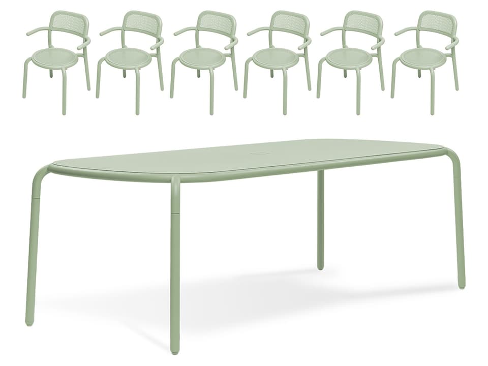 Fatboy Toni Tablo Dining Set with 6 Armchairs in Mist Green