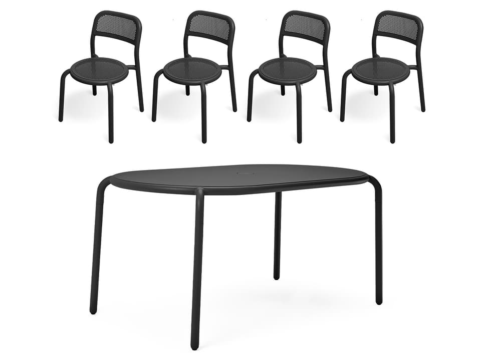Toni Tavolo Dining Set with Side Chairs in Anthracite