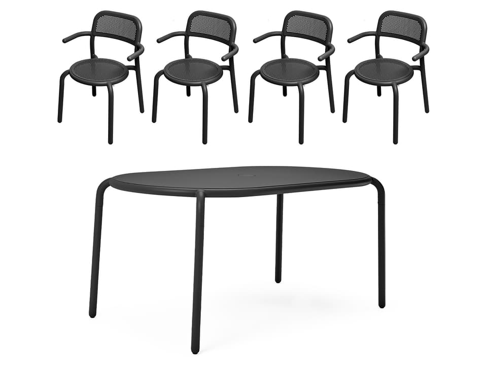 Toní Tavolo 5-Piece Dining Set with 4 Armchairs in Anthracite