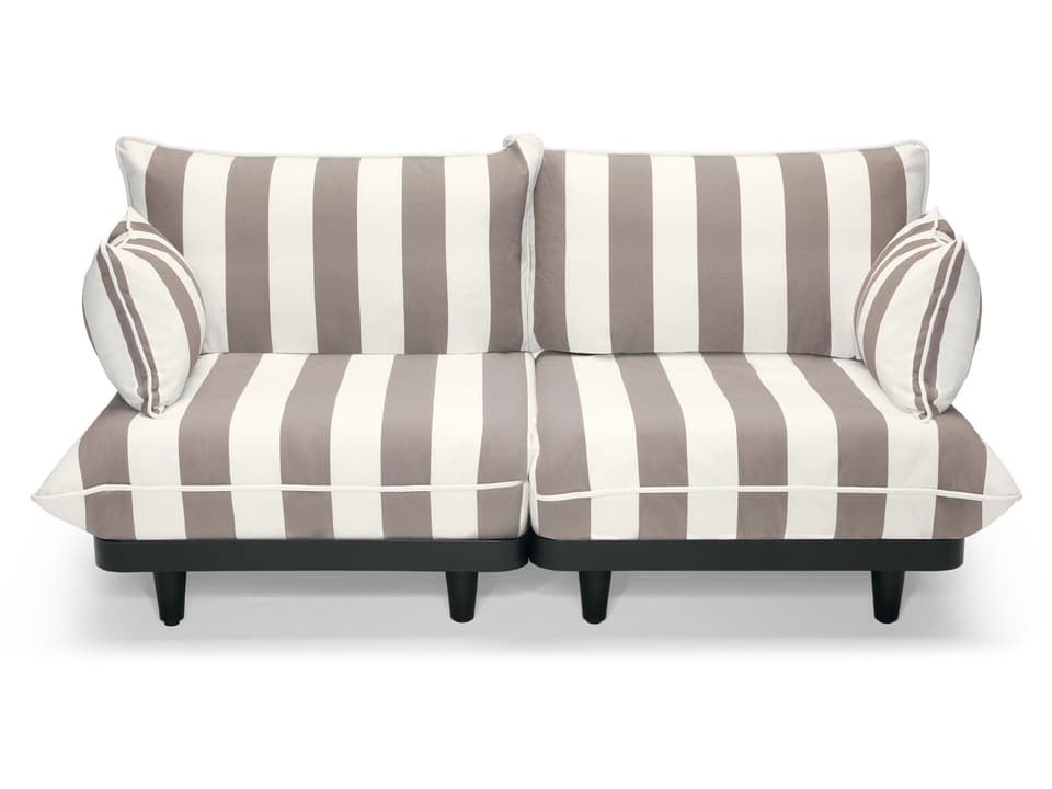 Paletti Lounge Sofa with Olefin Upholstery in Stripe Cacao