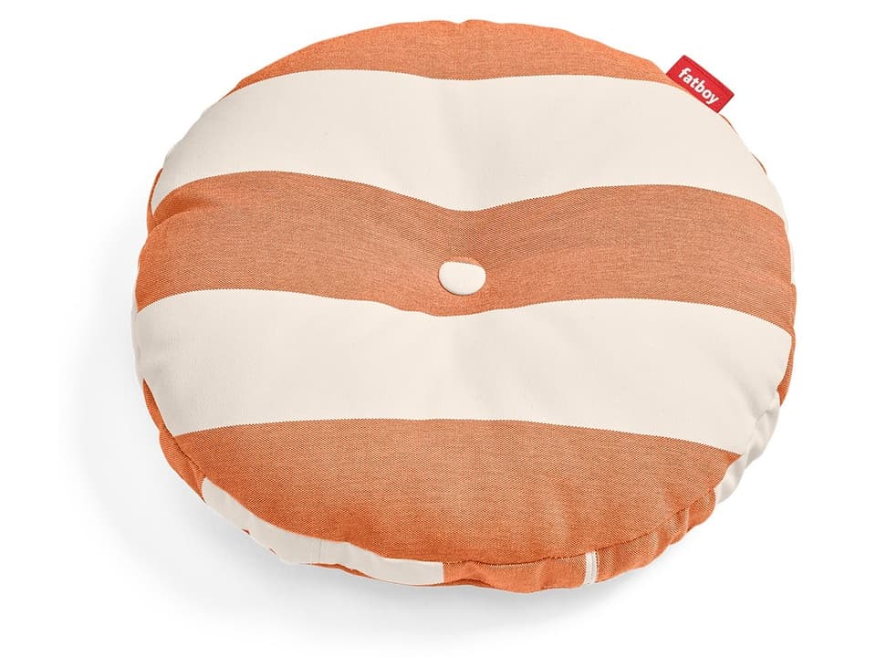 Circle Pillow  Stripe Orange Cream Pillow