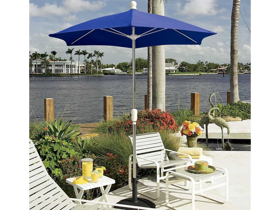 7.5-Foot Hexagon Outdoor Patio Umbrella with Crank Lift and Push Button Tilt