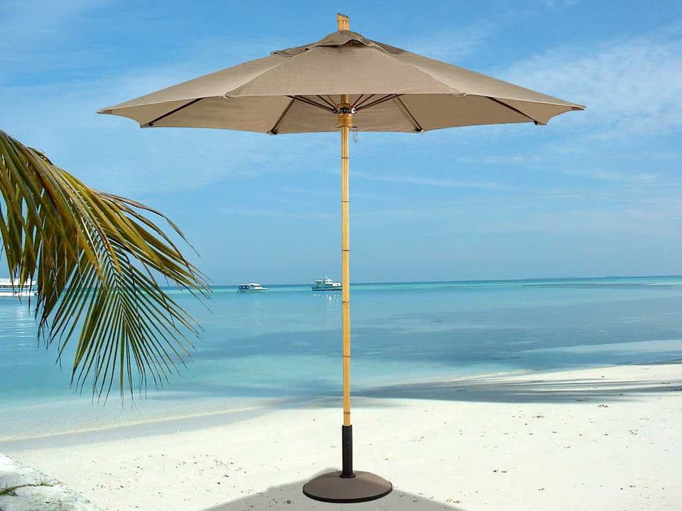 Bambusa Fiber Teak 8 Foot Octagon Outdoor Umbrella with Fiberglass Ribs