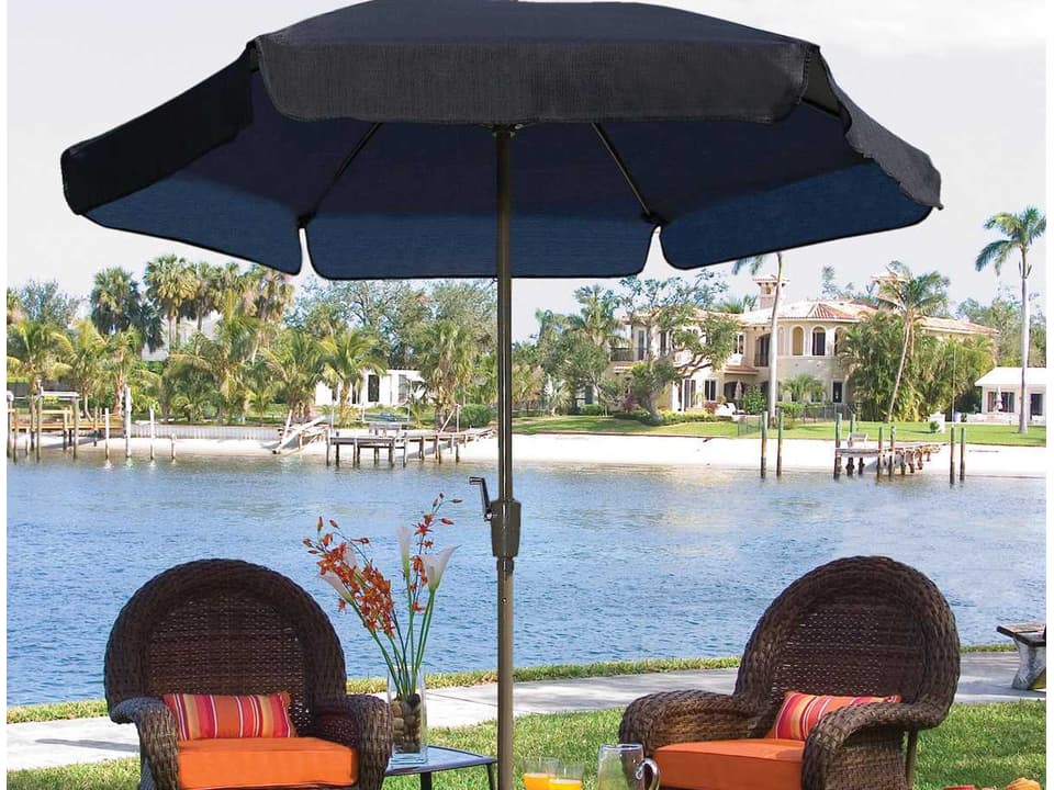 Garden 7.5 Foot Hexagon Outdoor Patio Umbrella with Crank Lift