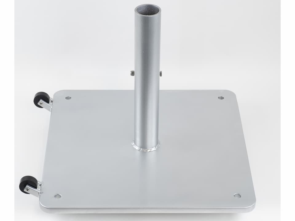 130 Pound Steel 24 Inch Square Umbrella Base with Wheels in Silver