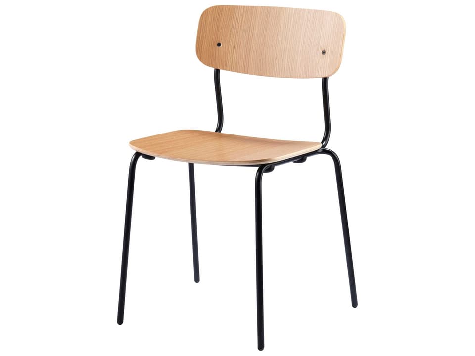 Holmen Oak Wood Black Armless Dining Chair