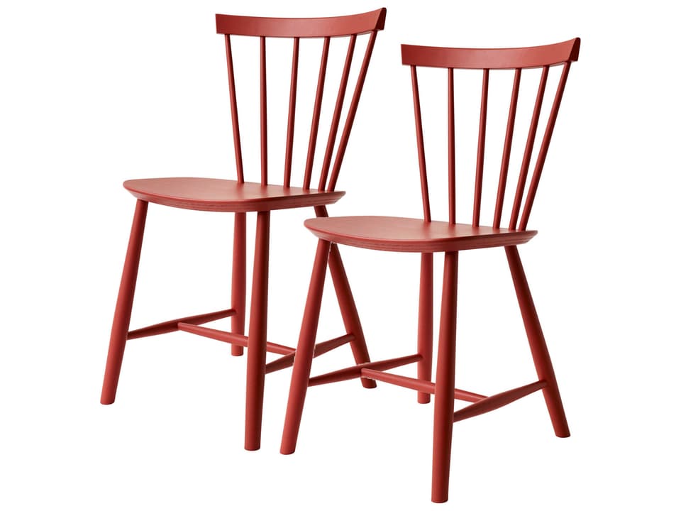 J46 Beech Wood Red Armless Dining Chair Set of 2