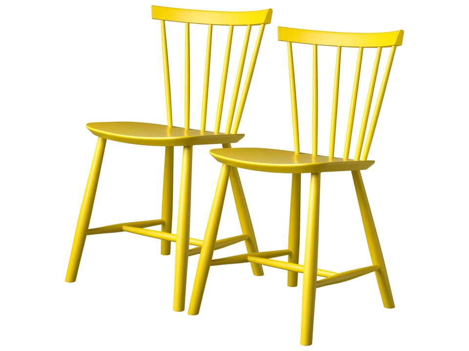 J46 Beech Wood Yellow Armless Dining Chair Set of 2