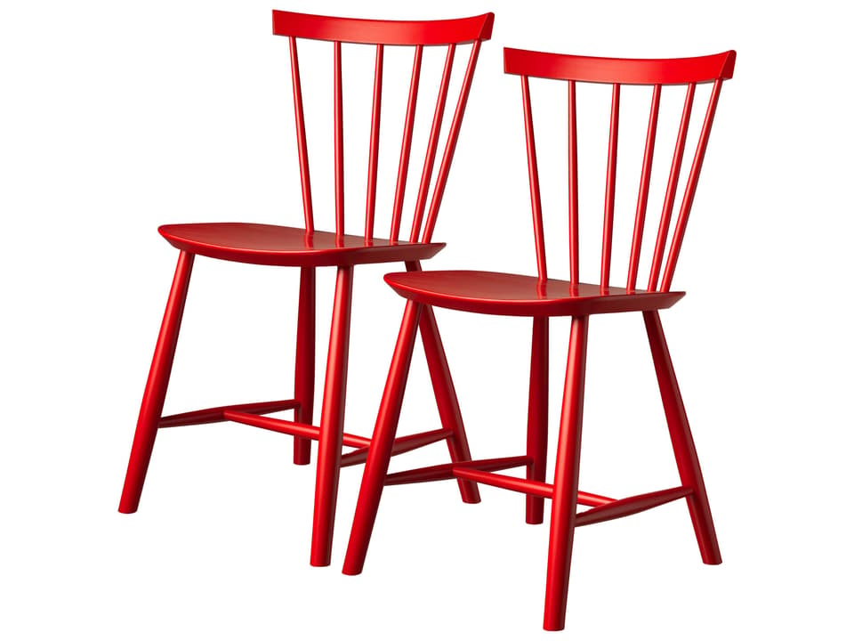 J46 Beech Wood Red Armless Dining Chair Set of 2