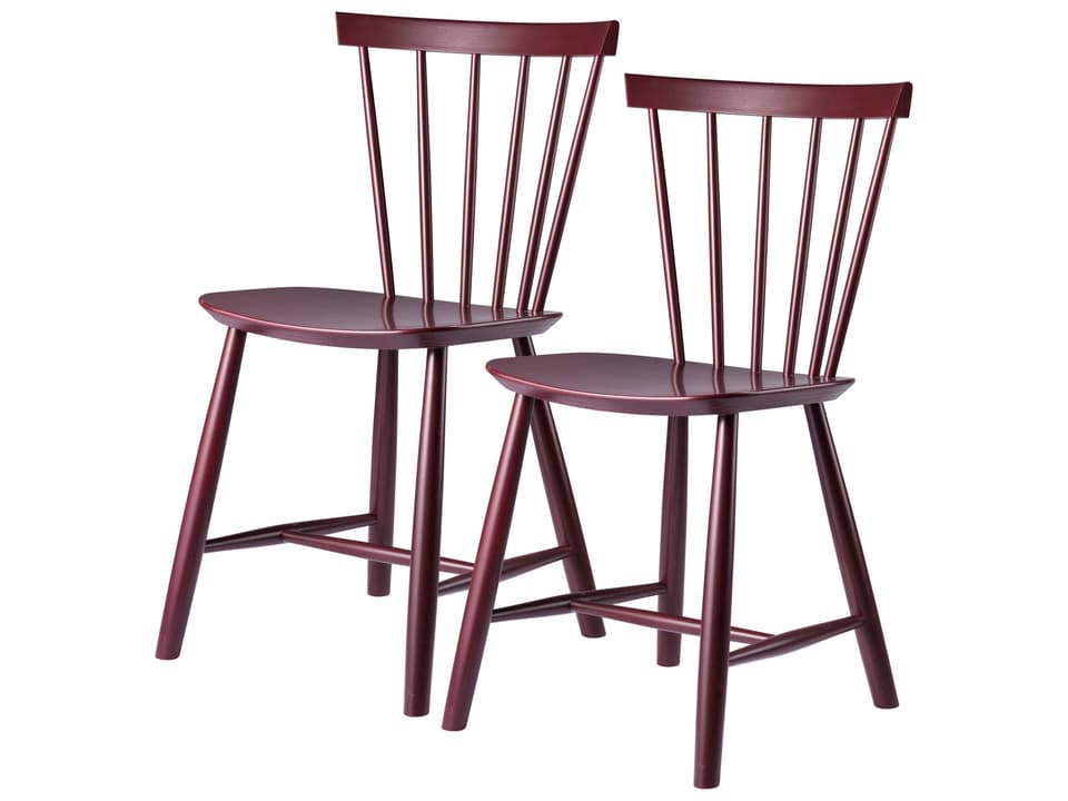 J46 Beech Wood Red Armless Dining Chair Set of 2