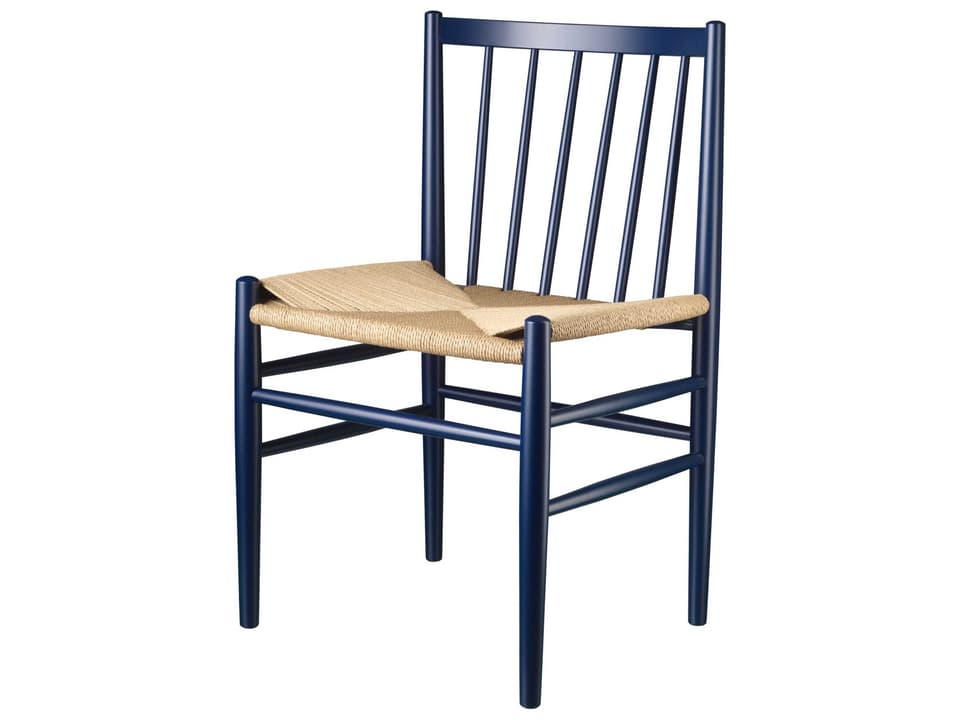 J80 Beech Wood Blue Armless Dining Chair