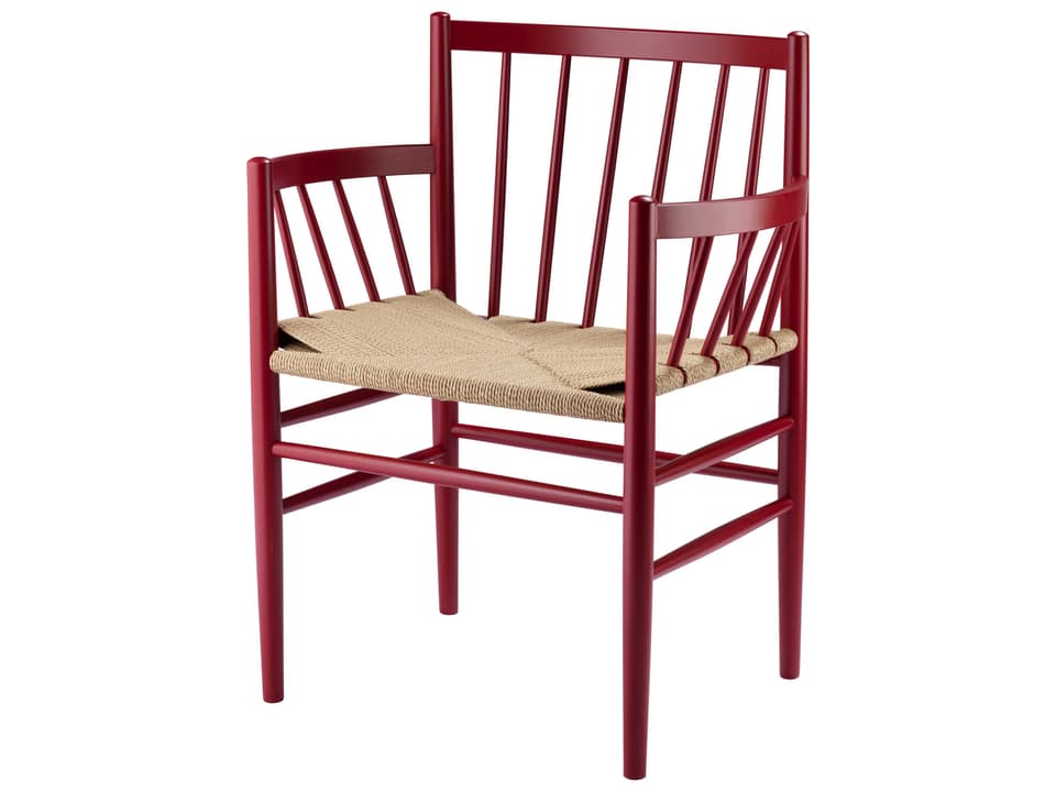 J81 Beech Wood Red Arm Dining Chair