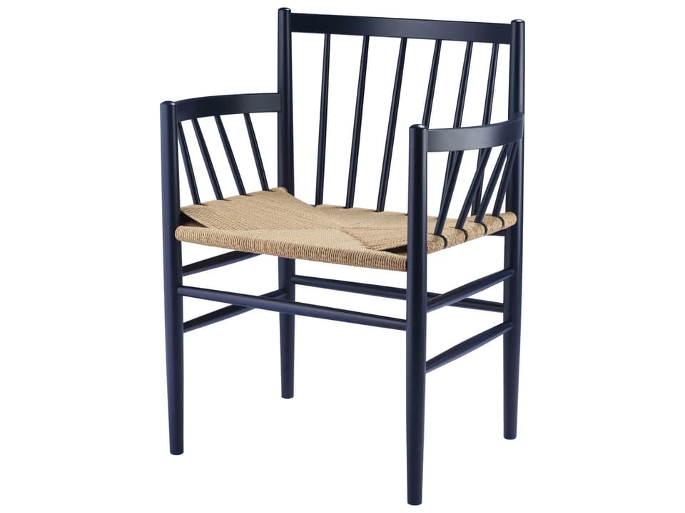 J81 Beech Wood Blue Arm Dining Chair