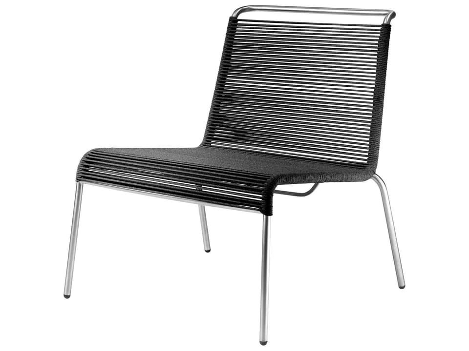 Salto Brushed Stainless Steel Rope Lounge Chair in Black