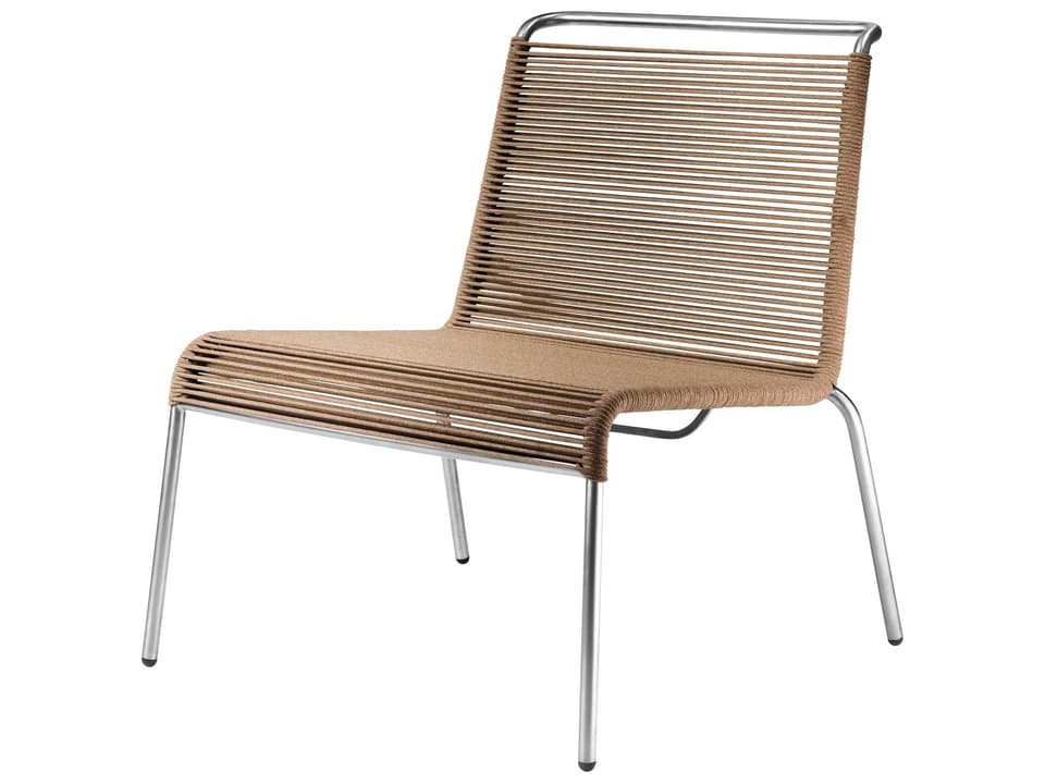 Salto Stainless Steel Rope Lounge Chair in Brown Mixed