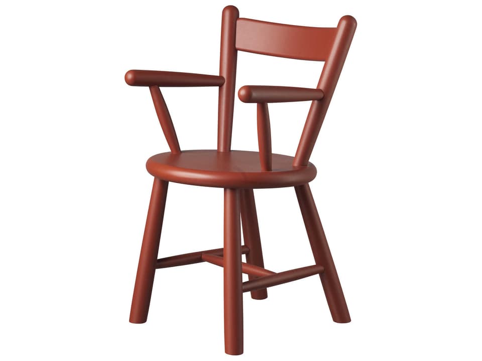 Children Beech Wood Red Arm Dining Chair