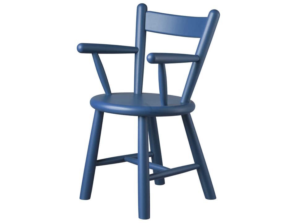 Children Beech Wood Blue Arm Dining Chair