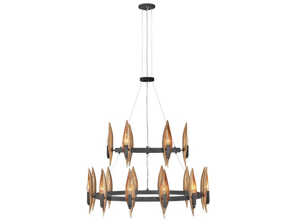 Willow 18-Light Candelabra Chandelier in Carbon Black and Deluxe Gold