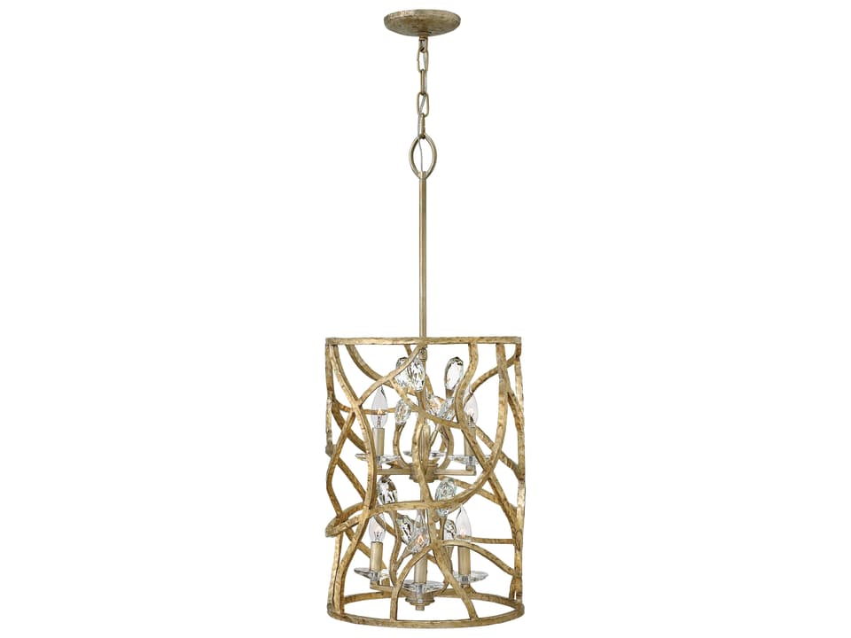 6-Light Eve Geometric Crystal Chandelier in Champagne Gold