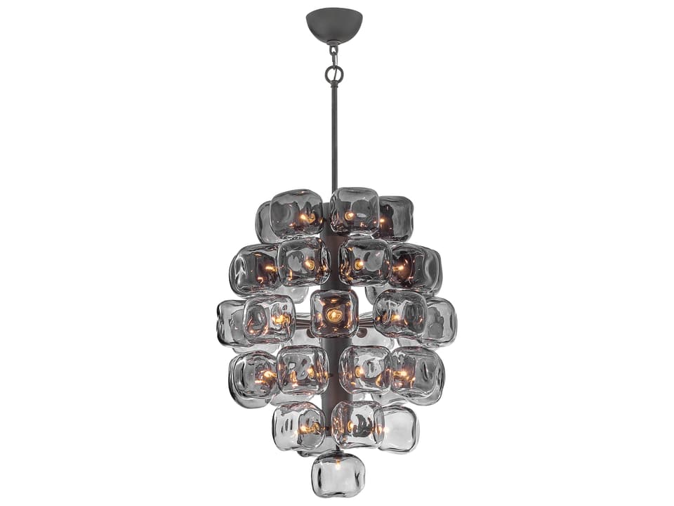 40-Light Perriand Geometric Tiered Chandelier in Brushed Graphite Black