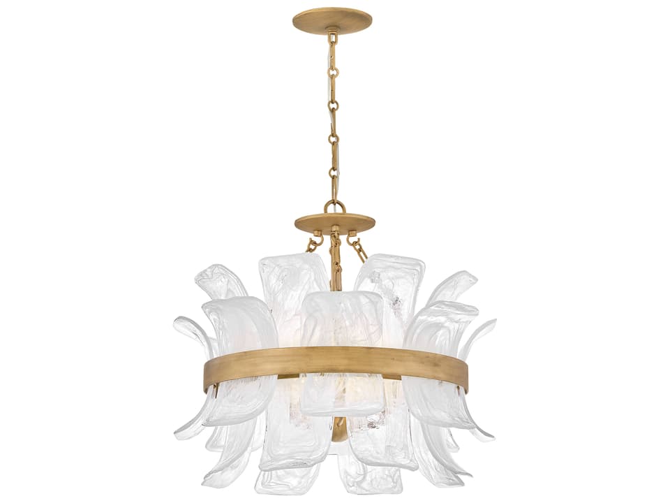 Fleur 5-Light Chandelier in Burnished Gold with Swirled Glass
