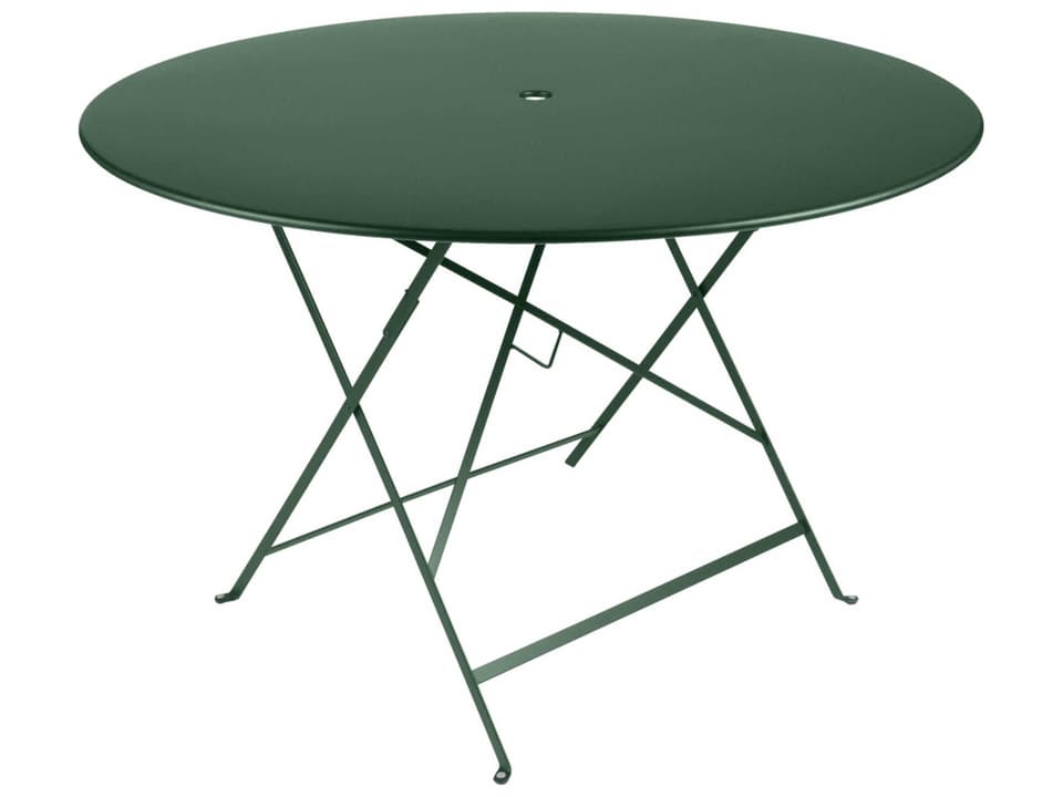 Bistro 46-Inch Round Folding Steel Dining Table with Umbrella Hole