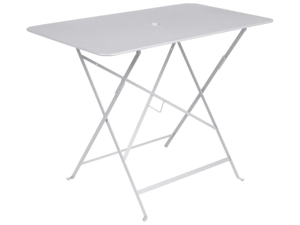 Bistro 38-Inch Rectangular Steel Folding Dining Table with Umbrella Hole